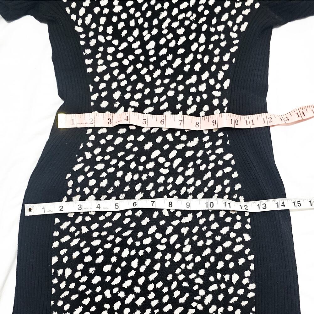 Tory Burch Black Dotted Pony ribbed knit Gemma Merino Wool sweater dress size XS - Picture 9 of 13